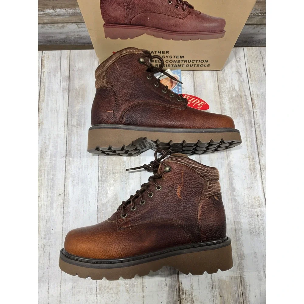 Brahma Rogue Mens Brown Leather Work Boots Wide EE Size 8 Goodyear Welt 3985536